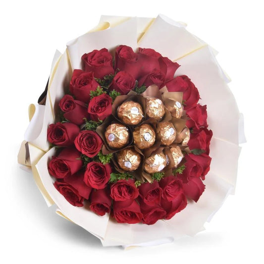 Rose Bouquet with Ferrero Rocher